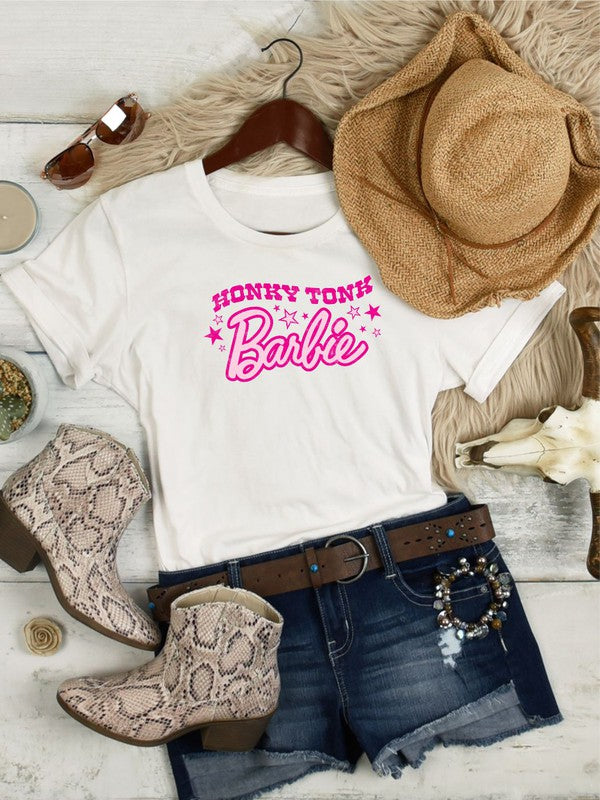 Honky Tonk Barbie Graphic Crew Neck Tee